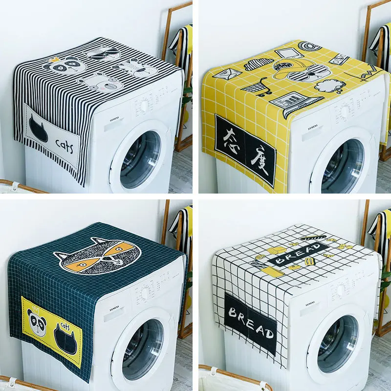 

Hand-painted trend washing machine cover Roller automatic refrigerator dust-proof sunscreen cloth blue wash machine cover