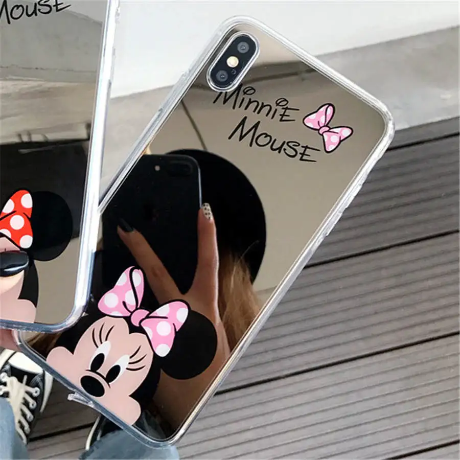 Pink Minnie Зеркальный чехол для телефона с изображением Минни Маус для samsung Galaxy S10 S10plus S9 S9plus S8 S8plus, Высококачественная мягкая задняя крышка из ТПУ - Цвет: Pink Minnie