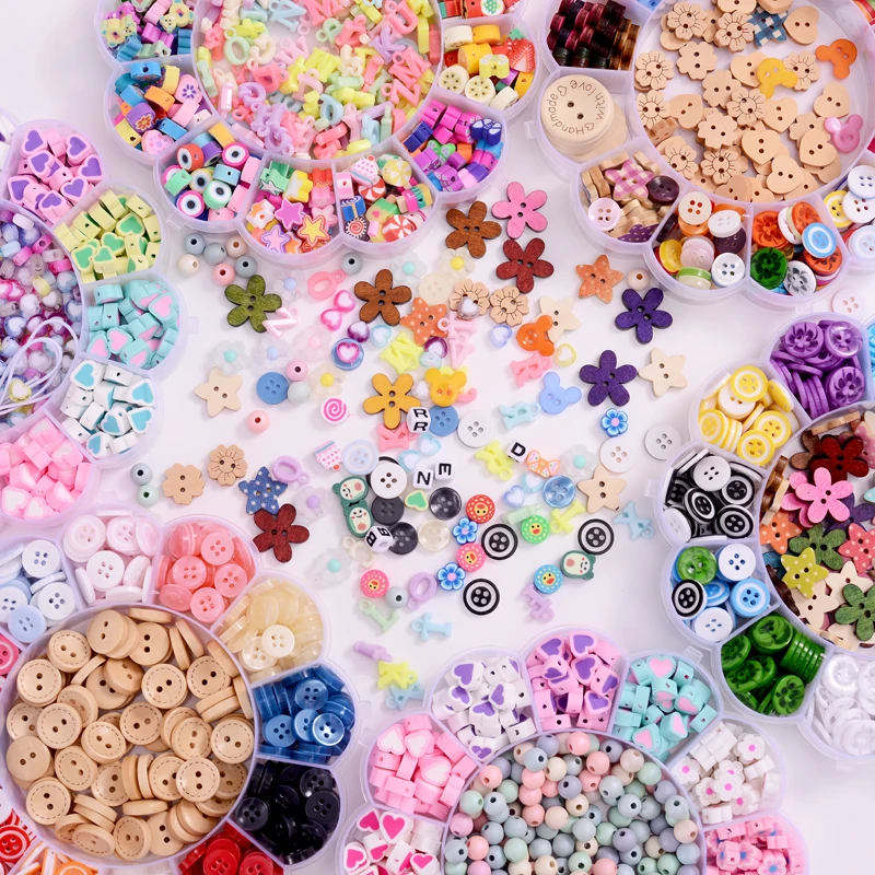 Смешанные бусины из полимерной глины в форме цветка/сердца бусины-разделители