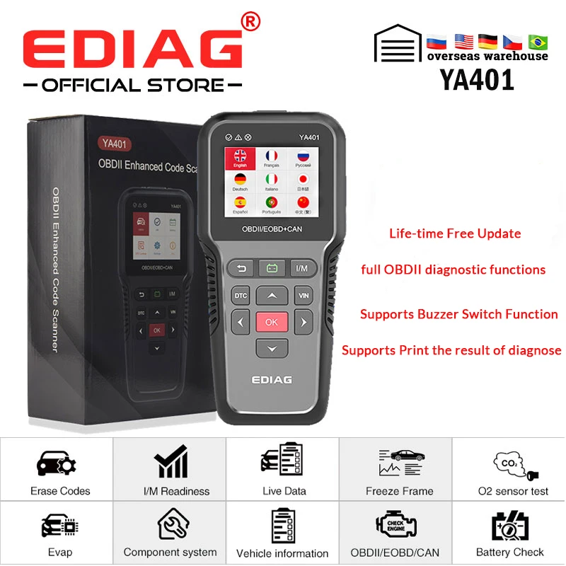 EDIAG YA401 obd2 диагностический сканер Инструменты считыватель кода неисправностей