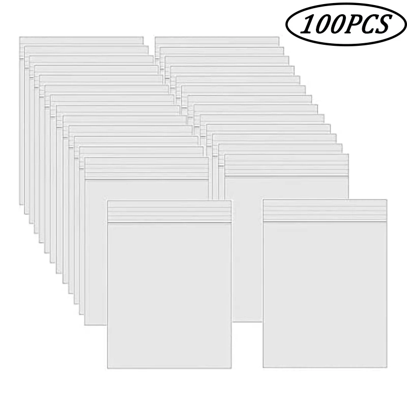 

100Pcs/Bag Reusable Plastic Bags Heavy-Duty Transparent Jewelry Zip Zipped Lock Reclosable Poly Clear Packaging Bag Various Size
