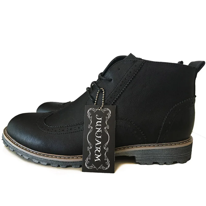 Мужские ботильоны на шнуровке JUNJARM модные повседневные туфли с перфорацией