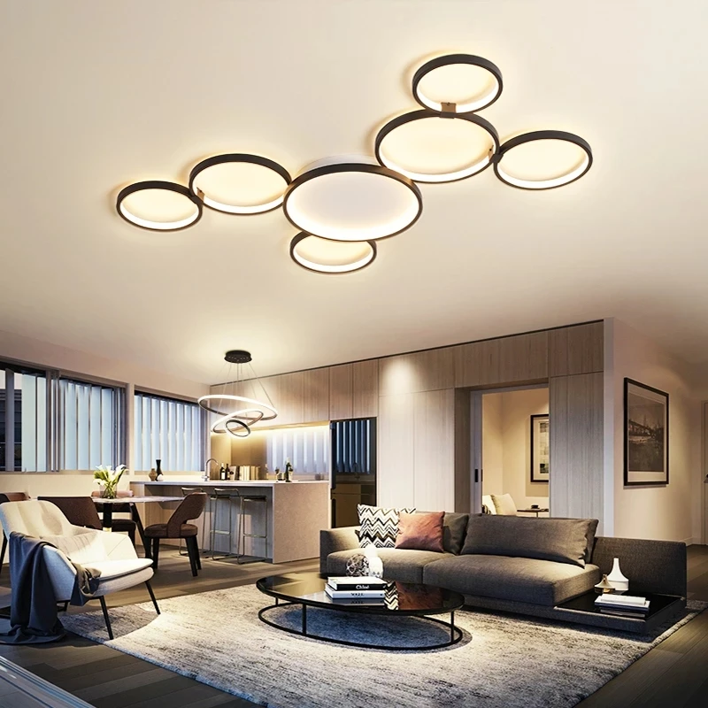 New Modern led Ceiling Chandelier for Living Room Bedroom Dining room office Remote control Home Round ring fixtures | Освещение