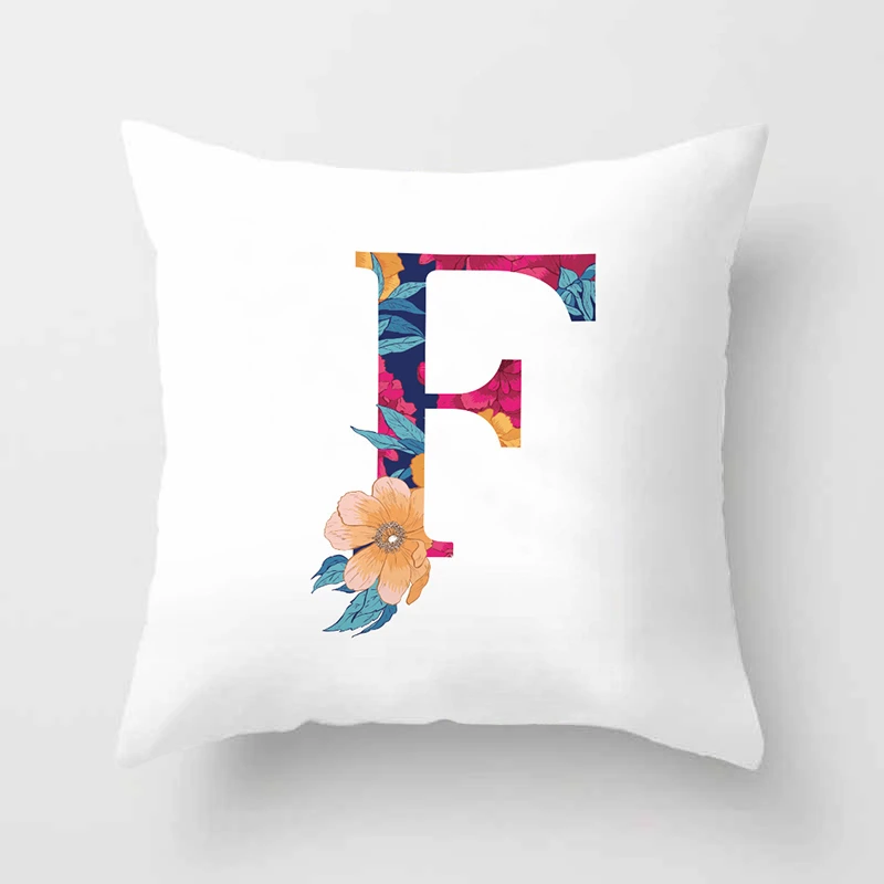 

1pcs Simple Flower English Letter Alphabet Cushion Cover Polyester Throw Pillowcase Sofa Home Decorative Pillow Covers 40863
