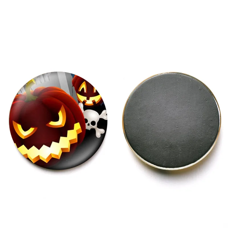 

Halloween Fridge Magnets Handmade Witch and Black Cat 30 MM Crystal Glass Dome Magnetic Refrigerator Stickers Home Decortion