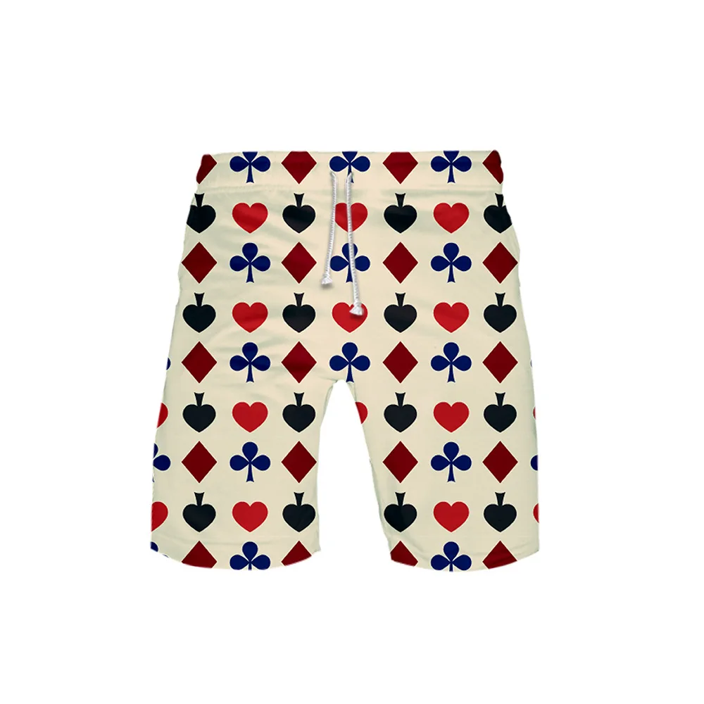 Шорты мужские пляжные с 3D-принтом черепа и покера свободные быстросохнущие