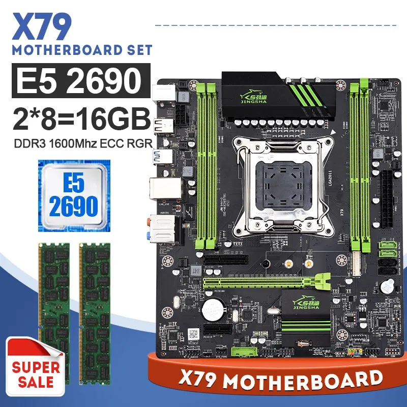 Online X79 Motherboard Set Mit Xeon E5 2690 Und 2x8GB 1600MHz DDR3 ECC REG Speicher ATX USB 3,0 SATA3 PCI-E NVME M.2 SSD