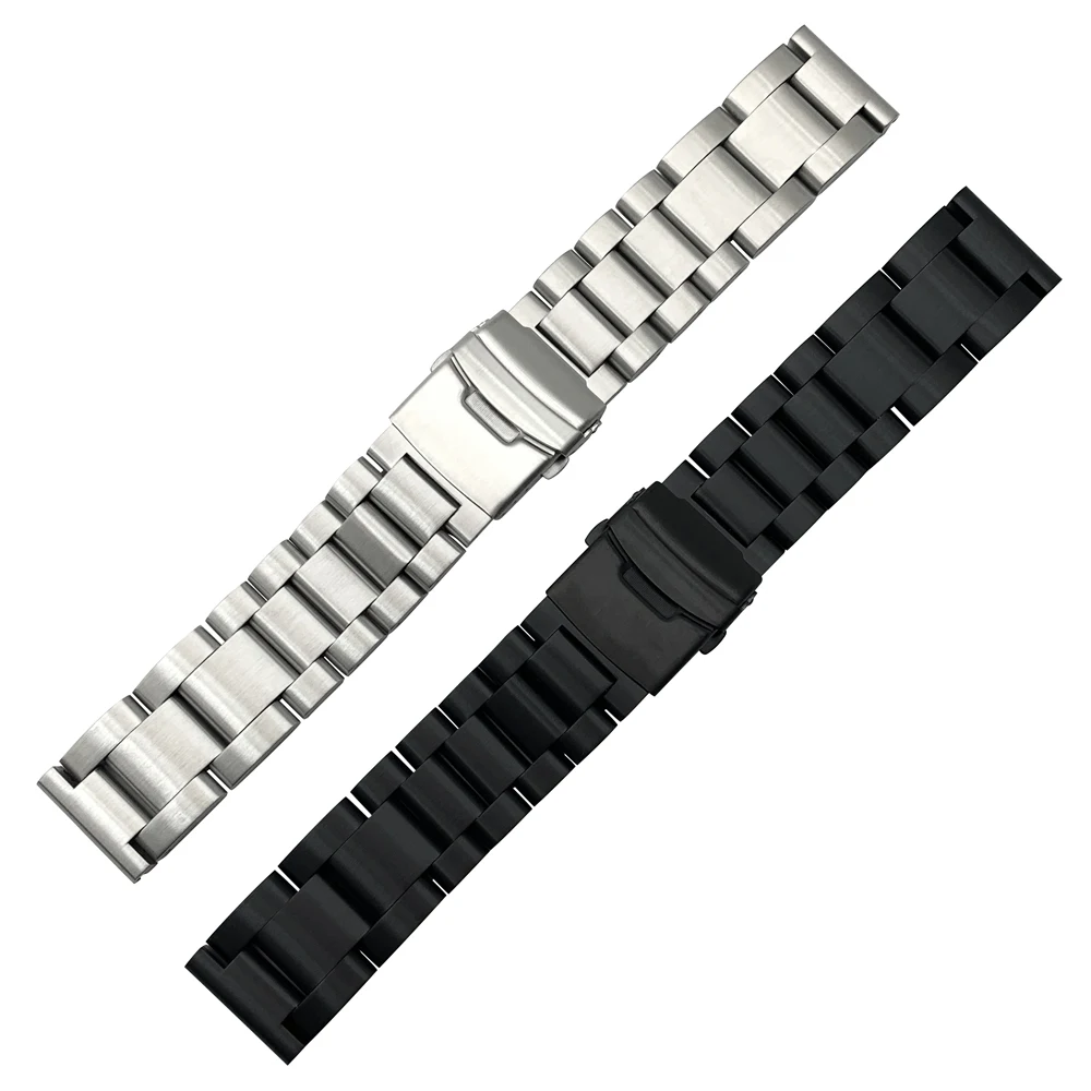 Solid Thickening 5.5mm 316L Stainless Steel Watchbands Silver 22mm 24mm 26mm Metal Watch Band Strap Wrist Watches Bracelet