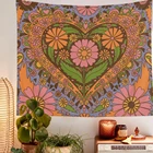 Винтажный скандинавский психоделический подвесной тканевый фон обои 90 с цветочным сердцем настенное одеяло гобелен для спальни настенный цветочный