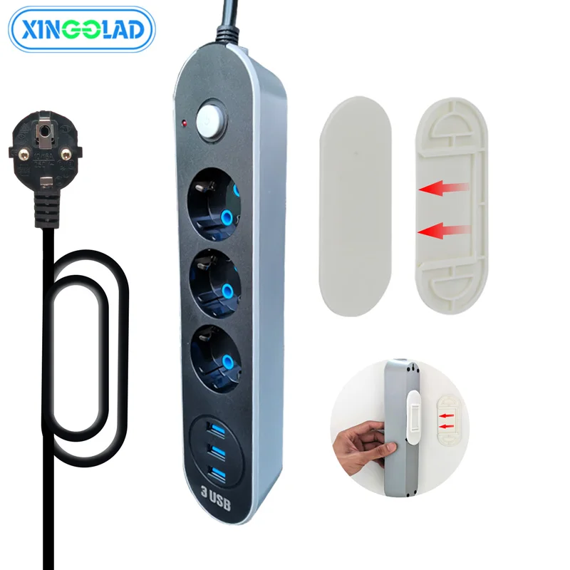 Сетевой удлинитель для рабочего стола 10 А защита от скачков напряжения 2/3 м шнур с