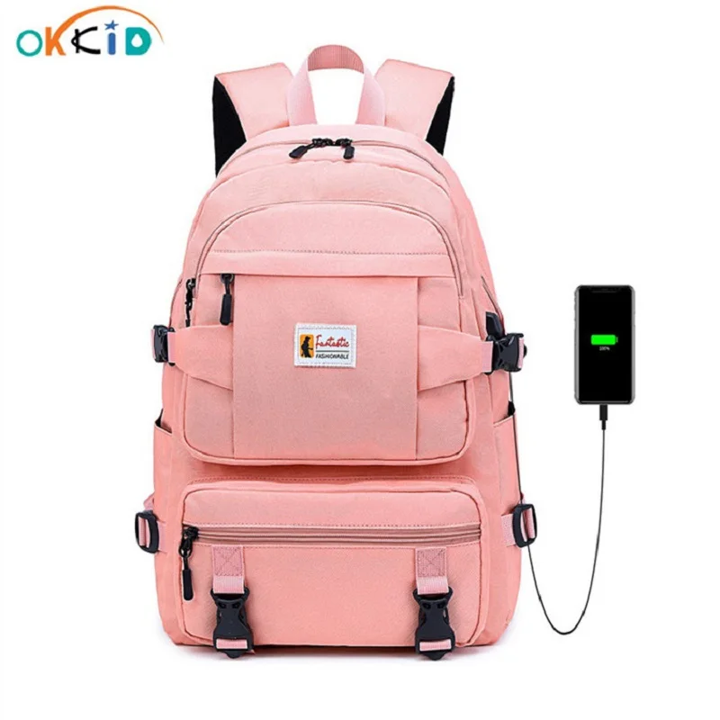 Школьные ранцы OKKID для девочек подростков однотонный легкий рюкзак школьные