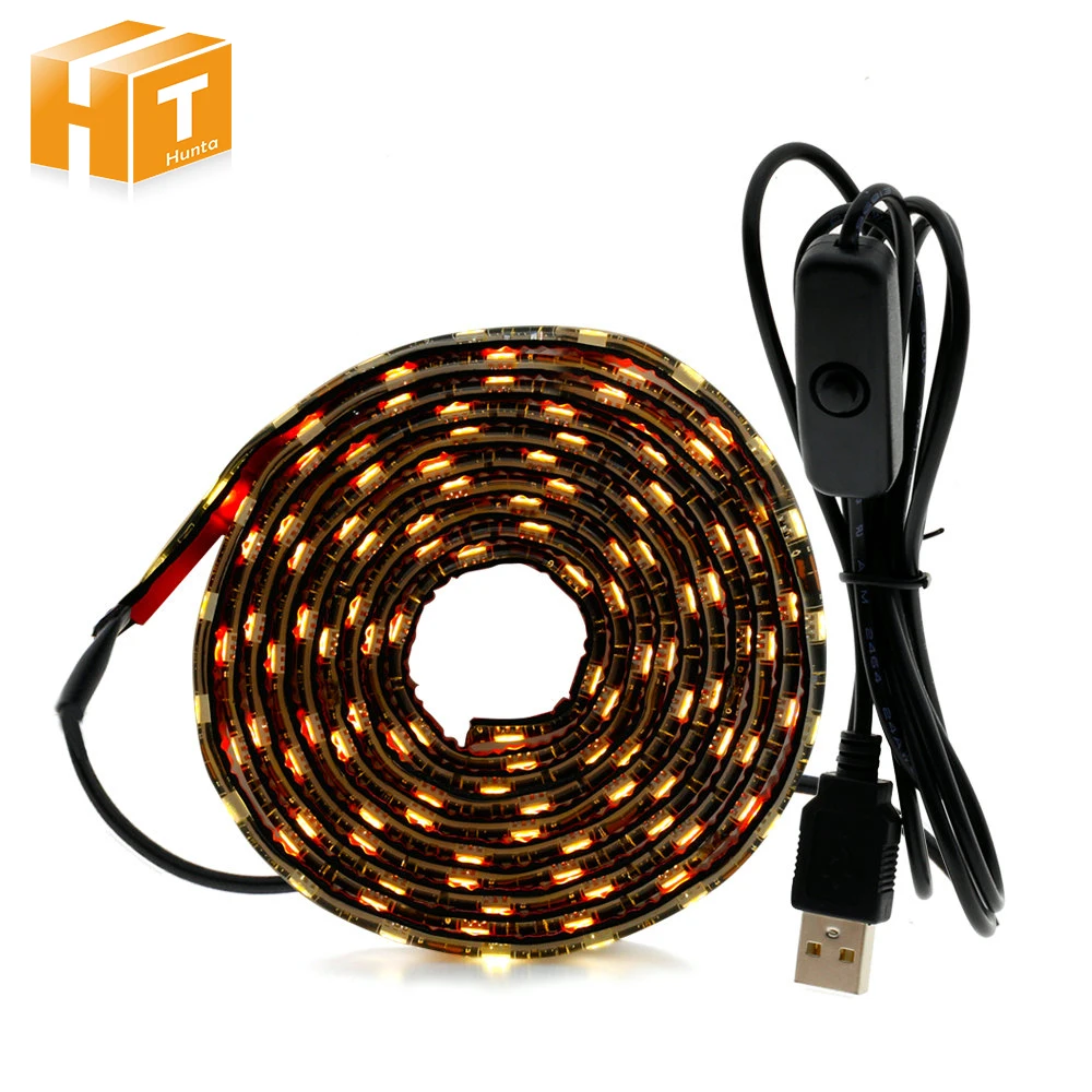 Светодиодная лента 5050 USB 5 В, 50 см, 1 м, 2 м, 3 м, 60 светодиодов/м, источник питания с выключателем для буфета «сделай сам»/спальни/освещение в ванной комнате
