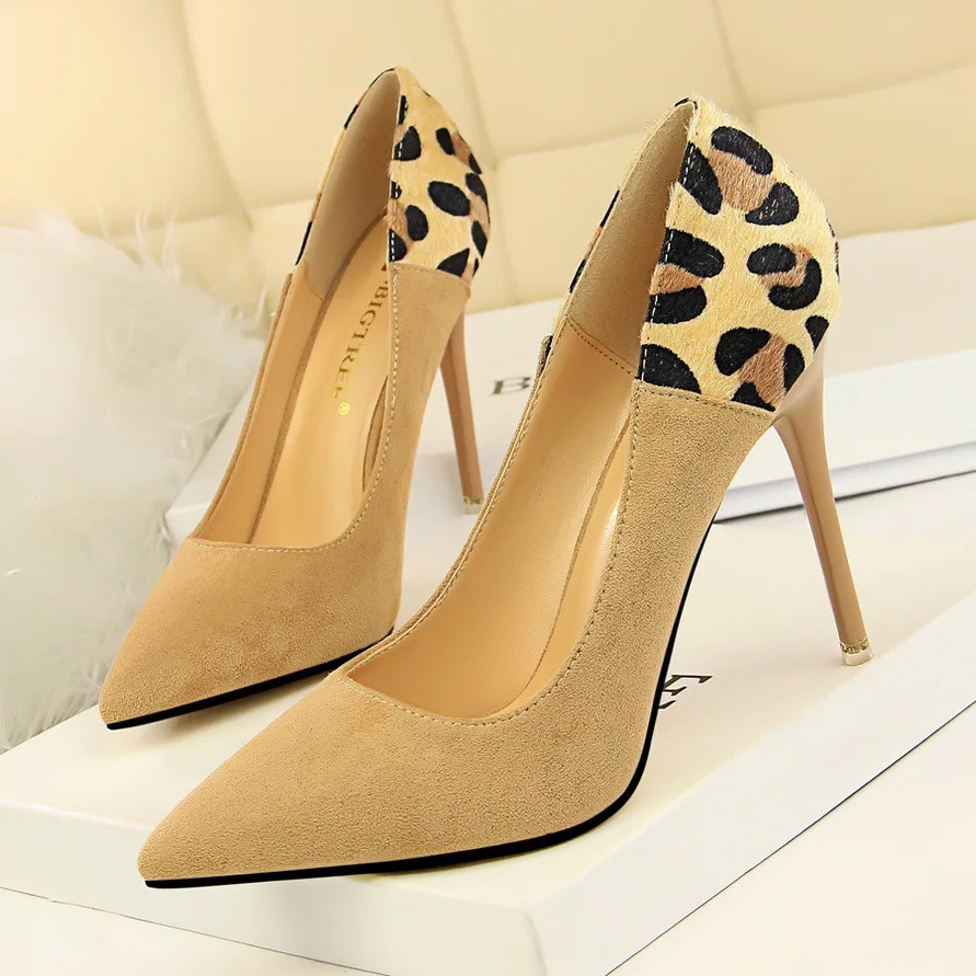 

Bigtree 2019 Spring New Women Pumps Fashion Wedding Shoes Leopard High Heels Women Shoes Sexy Party Shoes Suede Women Stiletto