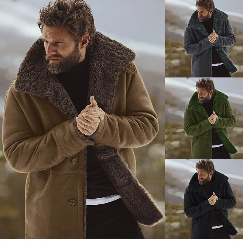 

Fashion Mens Parka Coat Inner Fleece Thick Warm Windproof Single-Breasted New Retro MITEKSAN Brand Padded Jacket Oversized M-3XL