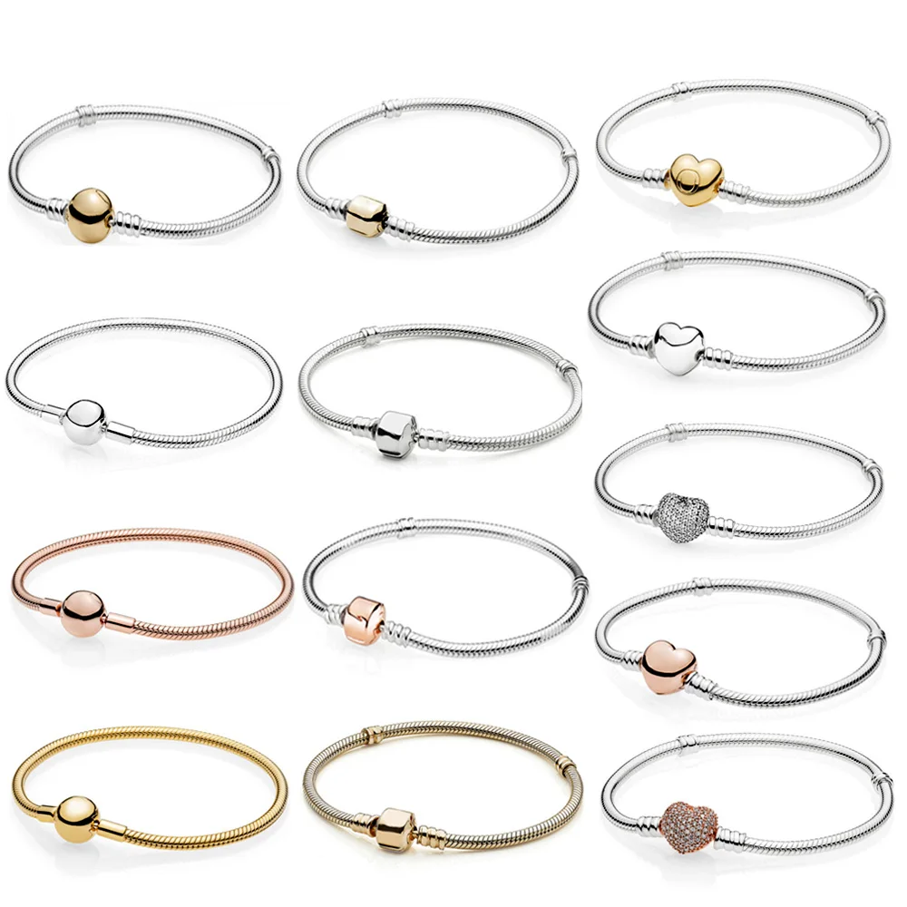 

2 PDB SL High Quality 925 Sterling Silver Fashion Charm DIY Love Bracelet Suitable for Bead Charm Female Bracelet Jewelry Gift