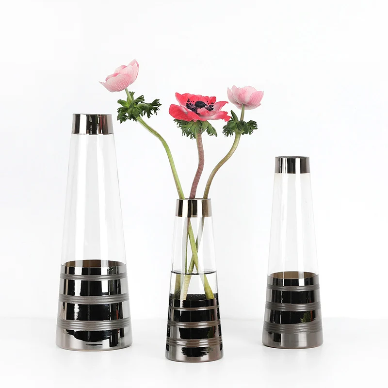 Европейская современная стеклянная ваза для украшения дома высокие вазы