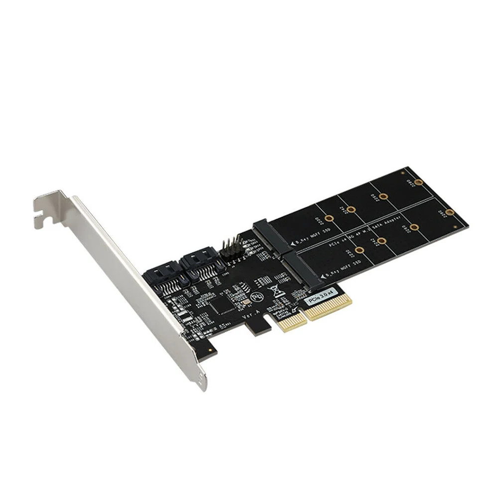 

PCIE X4 Expansion Card PCIE 3.0 to Dual SATA 3 + M.2 Adapter Card ASM116 Chip 6Gbps Adapter for 2230 2242 2260 2280 SSD