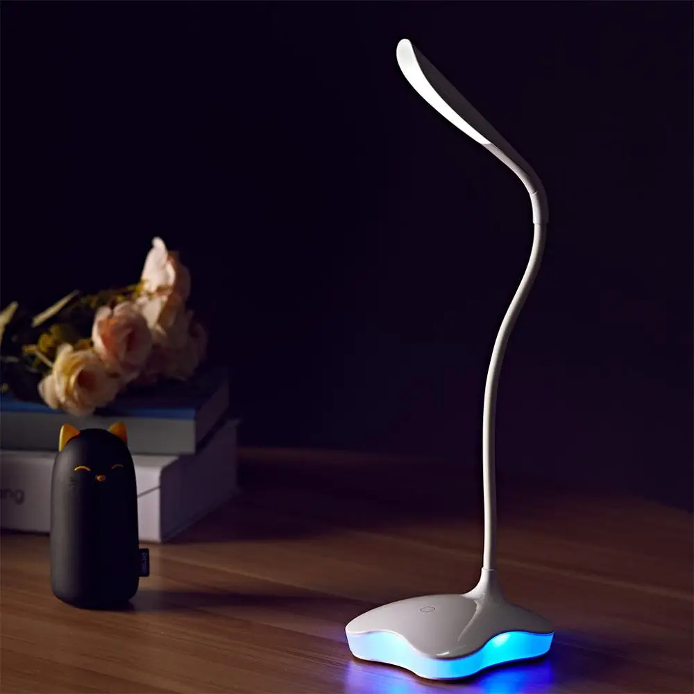 Finether USB Rechargeable LED Table Lamp Touch Sensor Dimmable 2-in-1 Portable Folding Night Lamp Desk Table Lamp - Цвет корпуса: Blue base