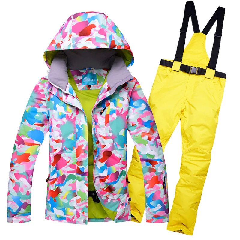 Женский зимний лыжный костюм, теплая водонепроницаемая ветрозащитная одежда, зимние штаны, лыжные куртки, женские комплекты, костюмы для катания на лыжах и сноуборде