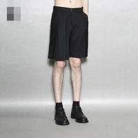 mens casual shorts summer new dark single leg pleated design personality loose fashion asymmetric trend shorts