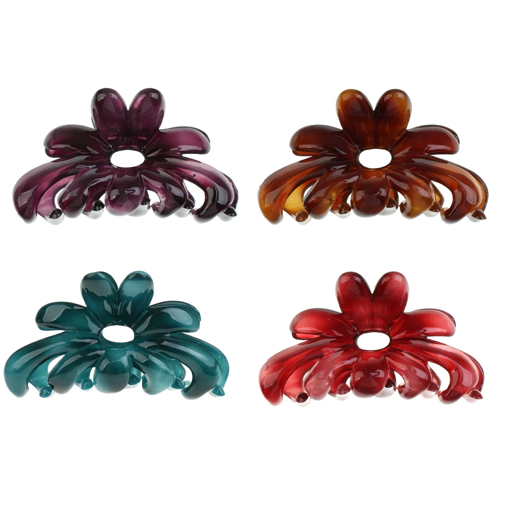 

Western Latest Women Crab Hair Claw Clip Large Hairpin Colorful 4Pcs