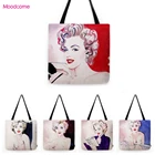 Привлекательная элегантная сумка для покупок с независимой Мэрилин Монро, портрет, эскиз, модная водонепроницаемая сумка для покупок, льняная большая сумка-тоут