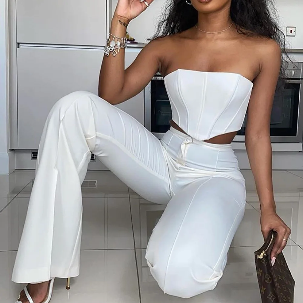 

Women fitness tracksuit 2 pieces set slim crop top + booth cut trousers outfits skinny outwear 2020 summer sexy women clothing