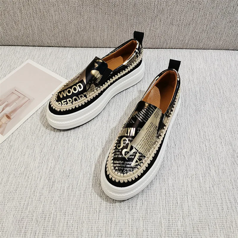 

Meotina Loafers Shoes Woman Natural Genuine Leather Flat Platform Shoes Round Toe Flats Casual Female Footwear Spring White 40