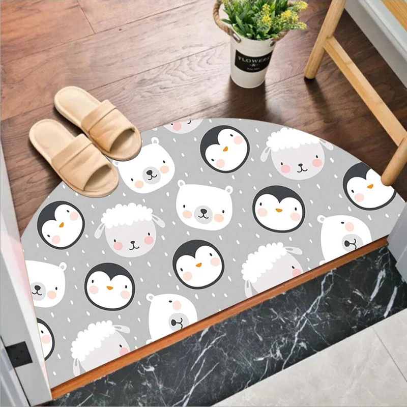 

Cute Flowers Decorative Carpet Animals Semicircular Bathroom Rugs Doorway Home Porch Room Kitchen Products Entrance Door Mat