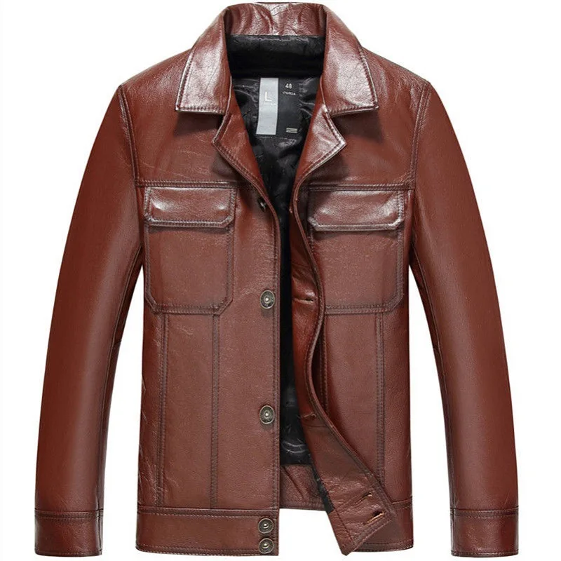 Real Leather Jacket Men Cowhide Motorcycle Men's Jackets Short Male Coat Spring Autumn 2021 Hommes Veste W8811 Pph1830 | Мужская