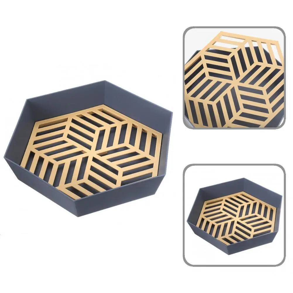 

Durable Fruit Plate Space-Saving Polygonal Shape Large Capacity Fruit Basket Drain Basket Snack Tray