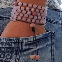 pink jade necklace 108 buddha beads bracelet necklace pray yoga gift classic blessing seven chakras bohemia chain lucky taseel