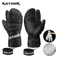kutook outdoor ski mittens goatskin leather skiing gloves windproof waterproof thermal snowboard gloves women men snowmobile