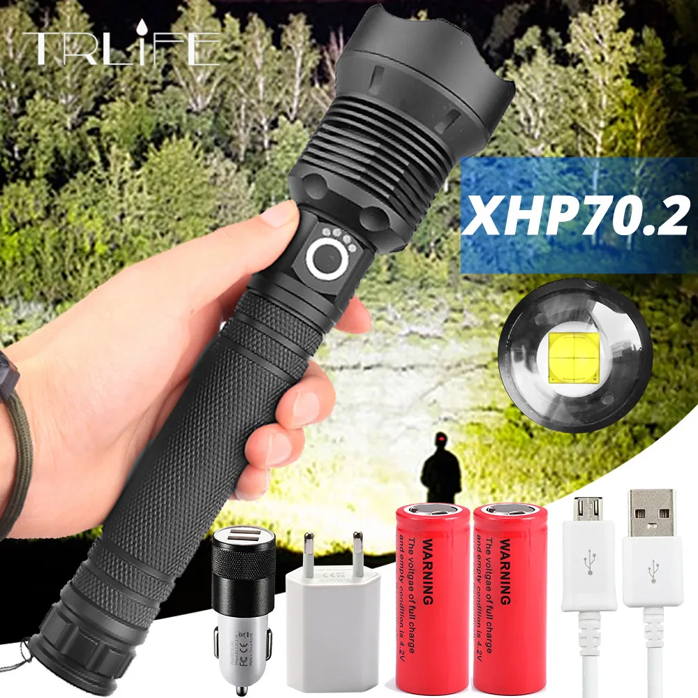 Самый мощный светодиодный фонарик XLamp XHP70.2 USB масштабируемый 3 режима фонарь XHP70