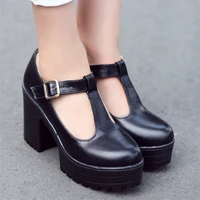 t strap high heels platform shoes mary jane block heel shoes 2020 round toe buckle strap dress office work shoes large size 12