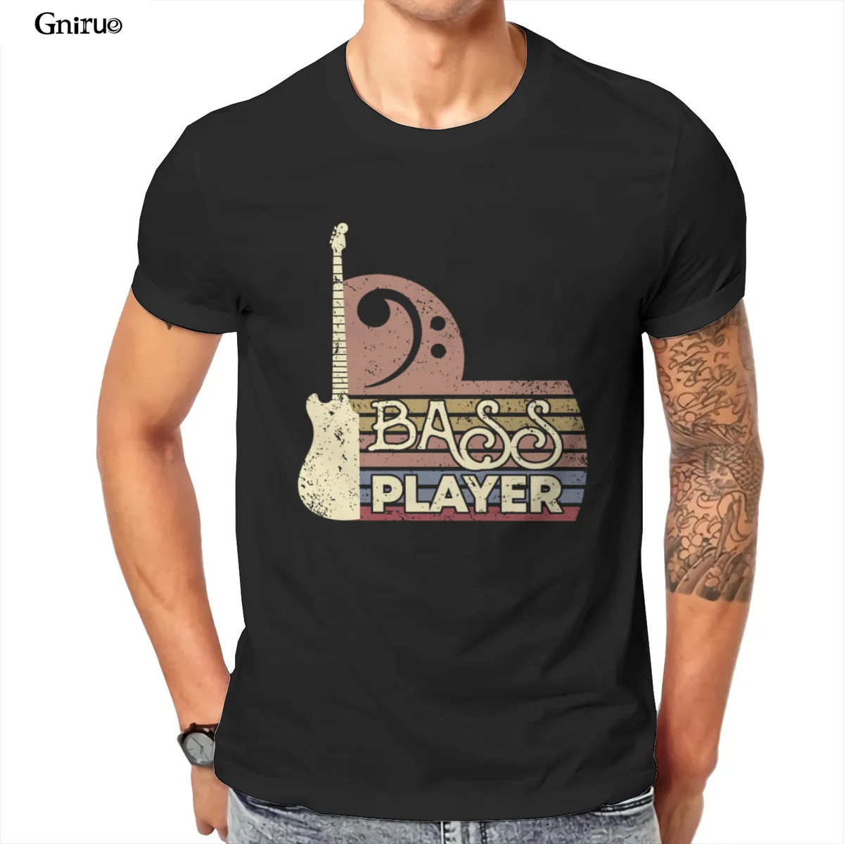 Мужская Винтажная футболка с изображением бас-гитары в стиле панк 99794 | одежда