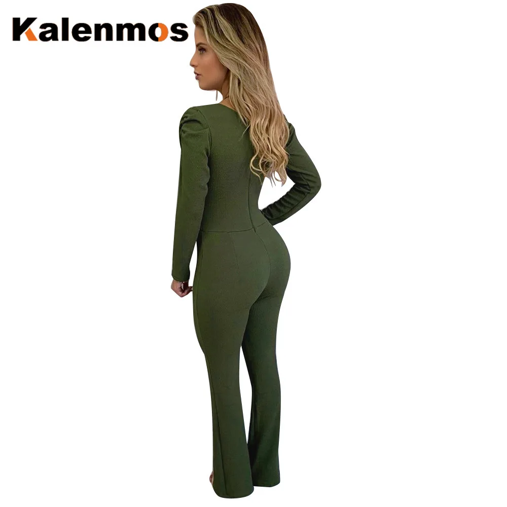 Сексуальный комбинезон с глубоким v-образным вырезом женский длинными рукавами