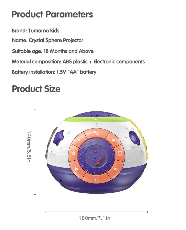 Luminous Pacify Baby Sleep Lamp Toddler Toys Children Night Light Projector Starry Sky Story Ball Projection Kids Birthday | Игрушки и