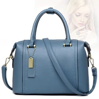 simple women boston bag big soft pu leather totes bag luxury brand shoulder bags casual travel handbag blue female crossbody bag