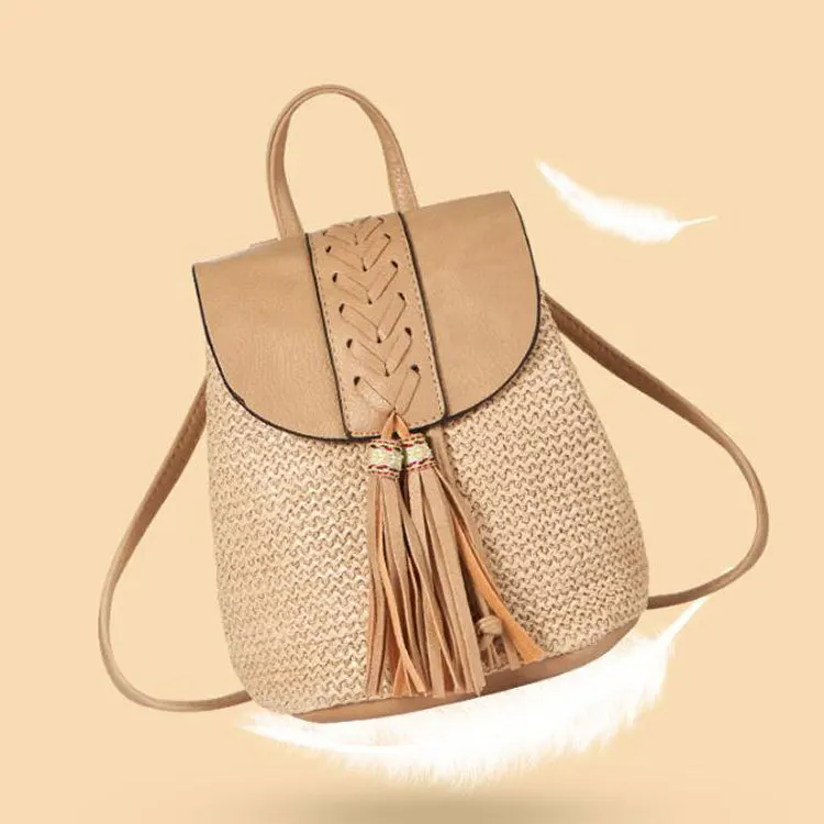 

New PP Straw Shoulder Bag Female Tassel Woven Bucket Bag Shoulder Bag Diagonal Female Bag.