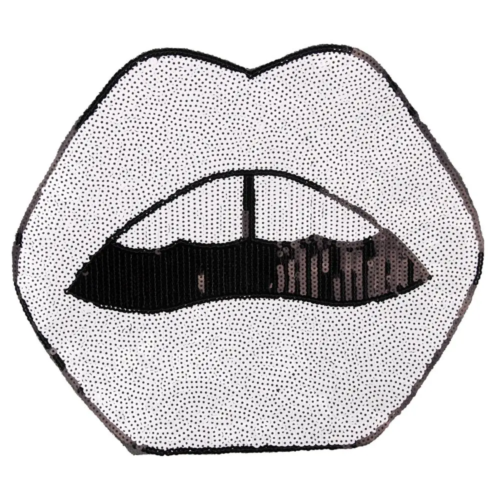 DZ Мультфильм большая блестка патч с белым большие нашивка изображением рта