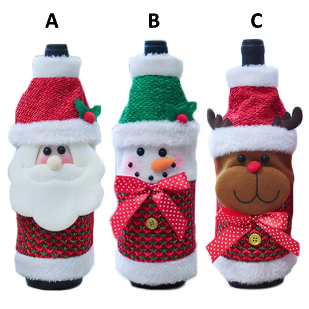 Северный Рождественский бутылки вина свитер-чехол Санта Клаус Снеговик крышка