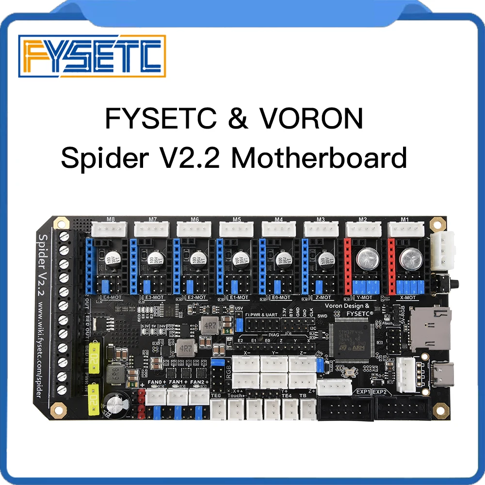 

FYSETC Spider V2.2 Motherboard 32Bit Controller Board TMC2209 3D printer Part VS Octopus Replace For Voron 2.4 Voron Trident