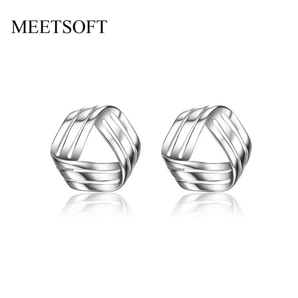 MEETSOFT посеребренные гипоаллергенные модные серьги гвоздики для женщин модный