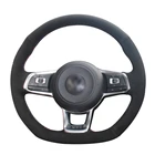 Ручной работы черная замша чехол рулевого колеса автомобиля для Volkswagen VW Golf 7 GTI Scirocco Tiguan (R-Line) Jetta (GLI)