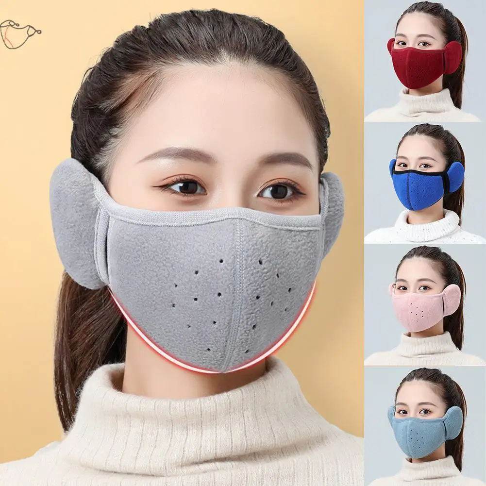 

2 In 1 Earmuffs Mask Winter Outdoor Ski Mask Cycling Sports Warm Mask Earmuffs Headgear Windproof Breathable Ear Protection Mask