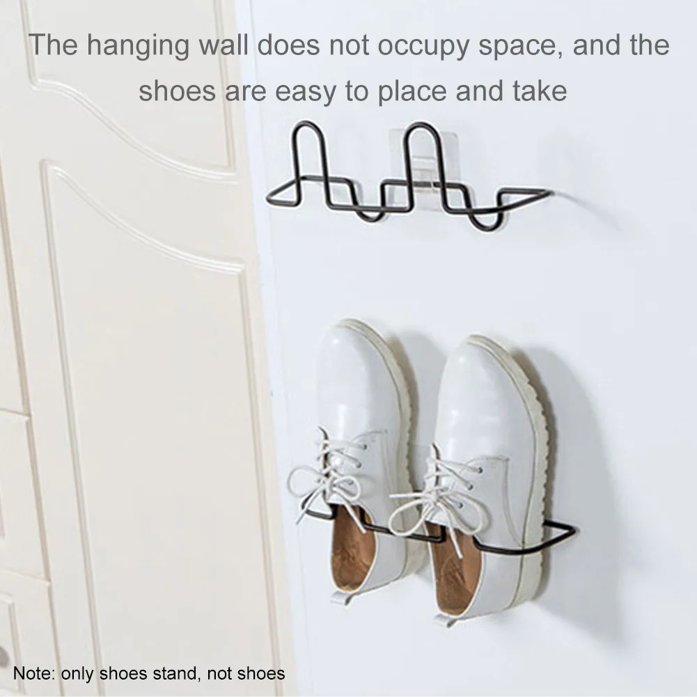 

Shoes Holder Punch Free Universal Wall Mounted Doorway Self Adhesive Iron Art Easy Install Shoe Rack Smooth Home Bathroom