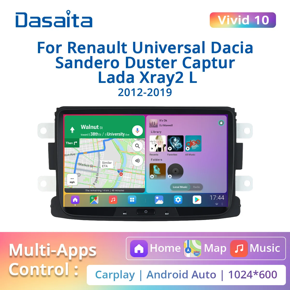 

Dasaita яркий для Xray Renault Универсальный Dacia Sandero Duster Captur Lada Xray2 2012-2019 Радио android автомобиль 4G 64G стерео