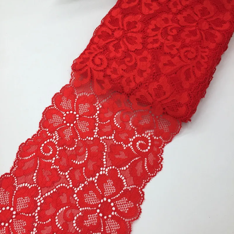 

1 Yard, Many Colors Flower Stretch Lace Trim Continuous Ribbon Elastic Fabric 18cm Wide Sewing Dress Skirt DIY Handcrafts FL248