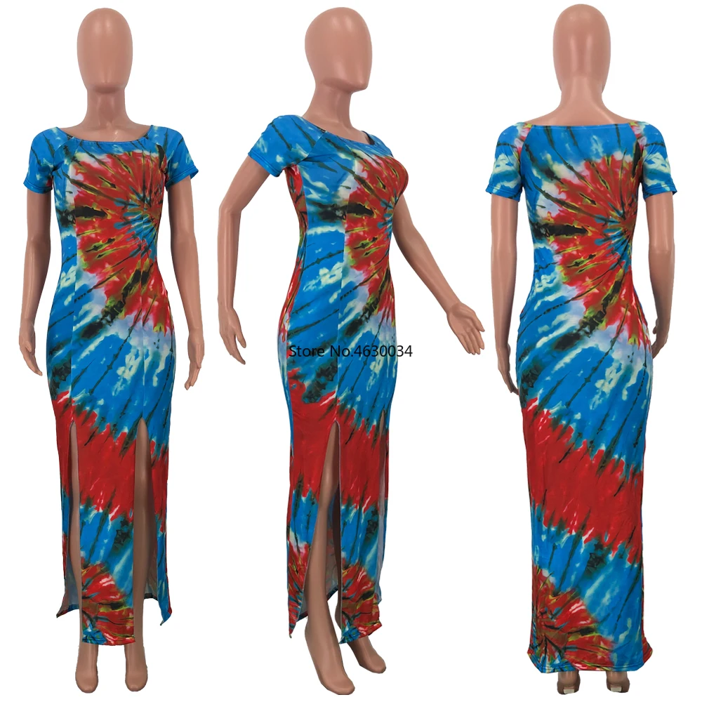 2020 женское летнее платье Длинное Макси с вырезом лодочкой и принтом в виде